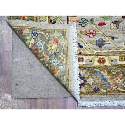 4'1"X11'8" Gray Vegatable Dyes Vibrant Wool Wide Runner Oriental Rug
