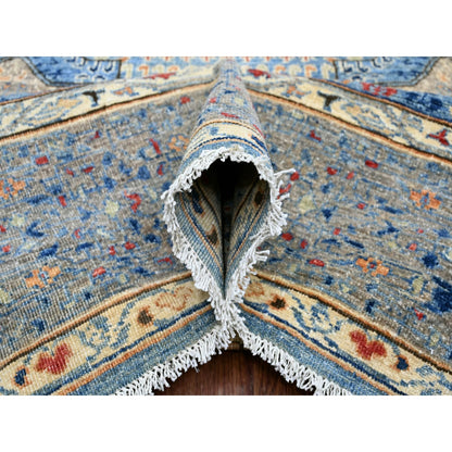 8'X9'8" Blue 14Th Century Mamluk Dynasty Pattern Hand Knotted Wool Rug