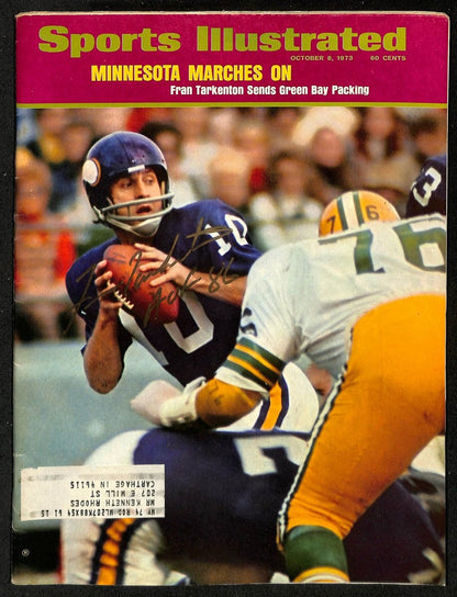 Fran Tarkenton Hof Signed/Inscr 10/8/1973 Sports Illustrated Magazine Jsa 201258