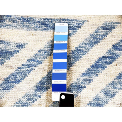 9'X12' Blue Hand Knotted Geometric Art Deco Collection Pure Wool Rug