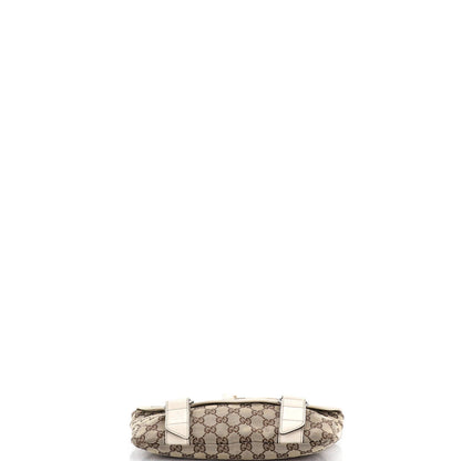 Gucci Double Belt Flap Messenger Gg Canvas With Perforated Leather Small