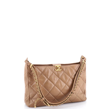 Chanel Cc Turnlock Belted Chain Handle Hobo Quilted Lambskin Medium
