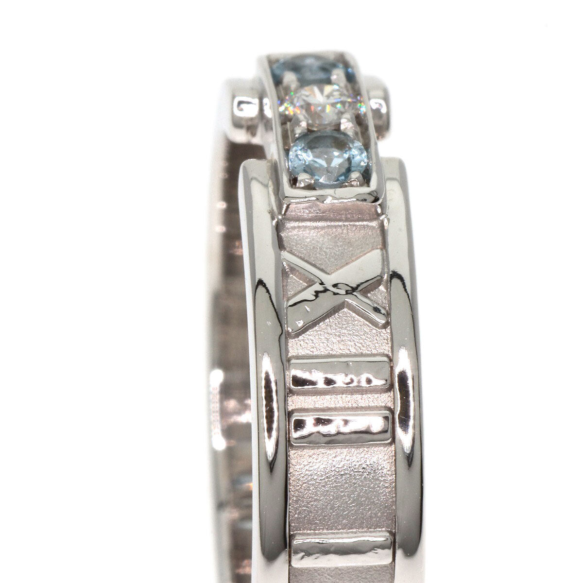 Tiffany&Co. Atlas Aquamarine Diamond Ring K18