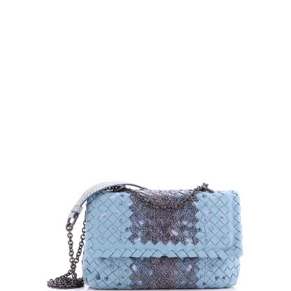 Bottega Veneta Olimpia Crossbody Bag Intrecciato Nappa With Snakeskin Small