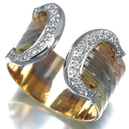 Cartier Ring Diamond 2C Double C C2 3Color Lm Eu55 18K Yg/Wg/Pg