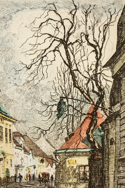 Herta Czerny Kovans Vienna Kahlenberger Strasse  Original Etching Signed Print