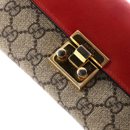 Gucci Padlock Continental Chain Wallet Gg Coated Canvas And Leather Long