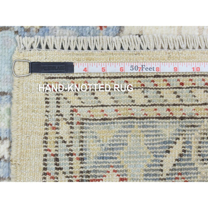 4'X10'4" Gray Hand Knotted Wool Anatolian Village Inspired Runner Rug