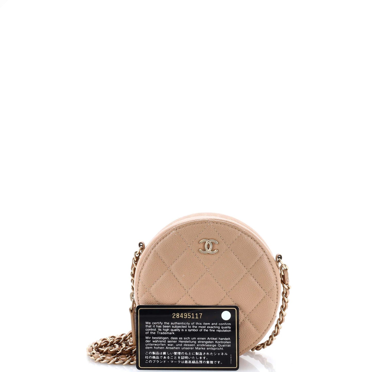 Chanel Round Clutch With Chain Quilted Caviar Mini