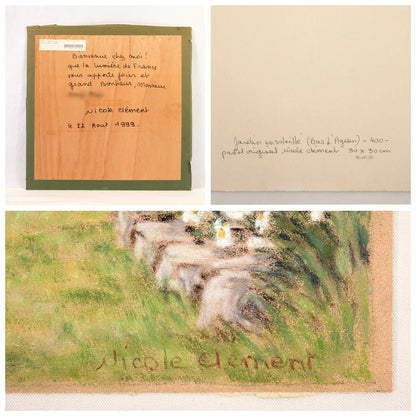 Nicole Clment Original Pastel "Jardin Ensoleill" (Sunny Garden) Signed 1999