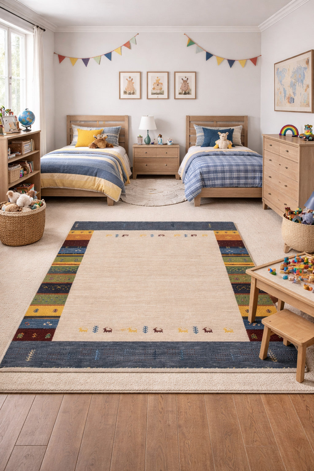Handmade Tribal Modern Gabbeh Oriental Rug 4'7X6'5 ft Kids Room Home Carpet