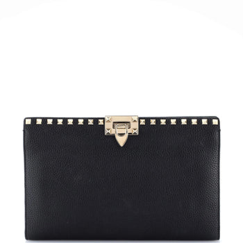 Valentino Garavani Rockstud Flip Lock Flat Pouch Leather Large
