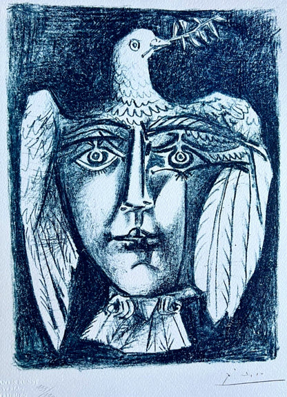 Pablo Picasso Lithograph Coa Signed In Pen Numbered By Hand Stamped Crayon