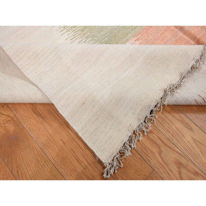 9'X12'6" Ivory Wool Hand Woven Flat Weave Durie Kilim Dazzling Design Rug