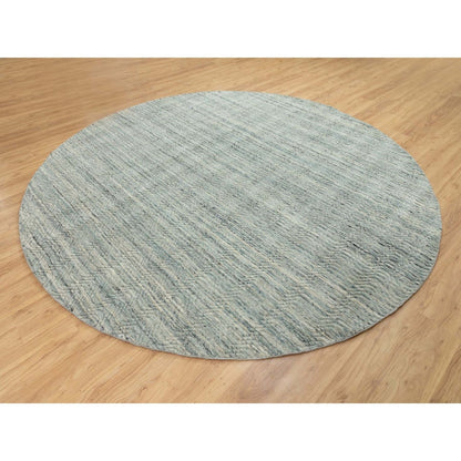 10'X10' Green Hand Loomed Variegated Organic Wool Oriental Round Rug
