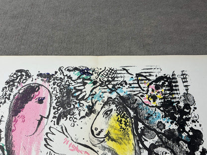 Marc Chagall Reverie " Lithograph Modernism Black & White Pink Ye
