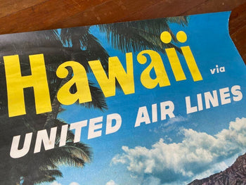 Hawaii United Airlines 1960S Original Vintage Poster Hawaiian Beach
