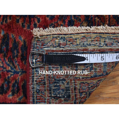 2'2"X13'1" Red Antique Zoroastrian Saroogh Hand Knotted Wool Runner Rug