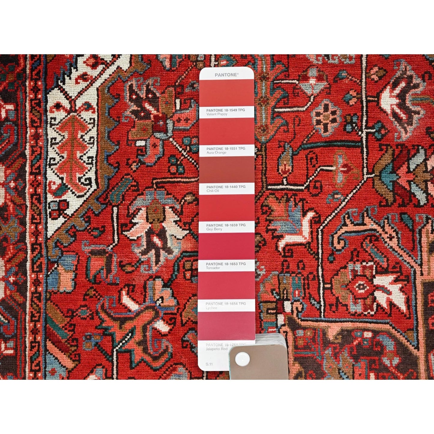 7'7"X11' Red Worn Wool Hand Knotted Semi Antique Zoroastrian Heris Rug