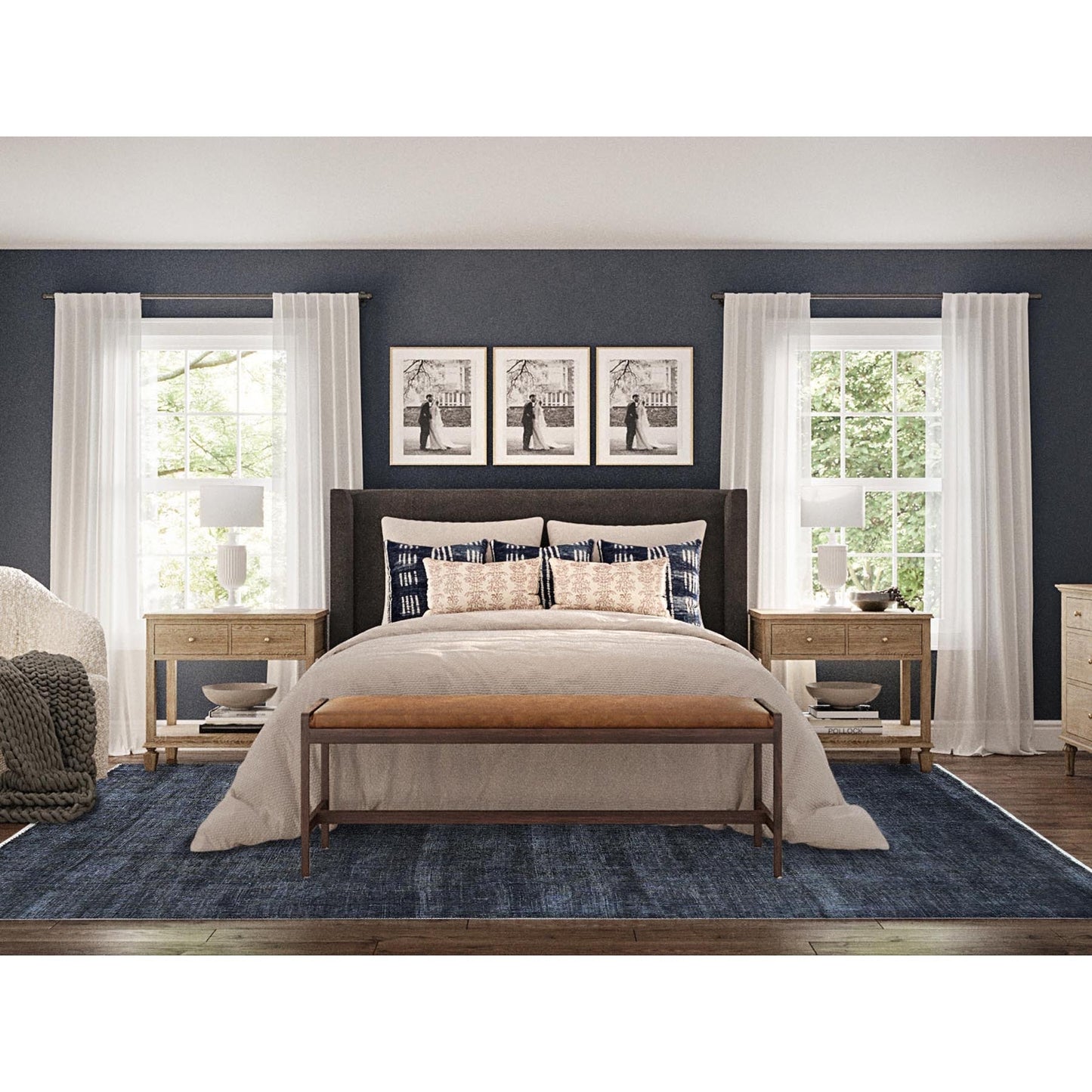 6'3"X9'3" Vulcan Black Hand Knotted Tebraz Evenly Worn Wool Oriental Rug