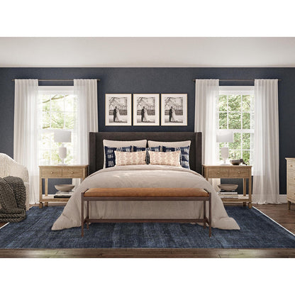 6'3"X9'3" Vulcan Black Hand Knotted Tebraz Evenly Worn Wool Oriental Rug