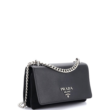 Prada Chain Flap Crossbody Bag Tessuto And Saffiano Leather Medium