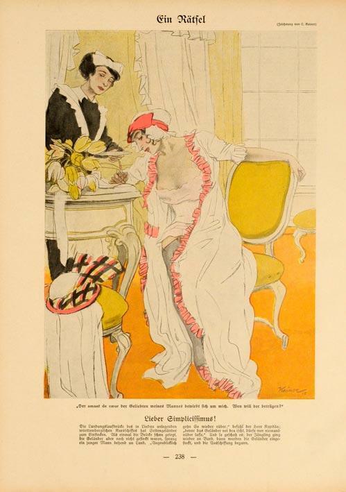 Simplicissimus 1913 By Kainer Eine Ratfel On Linen Original