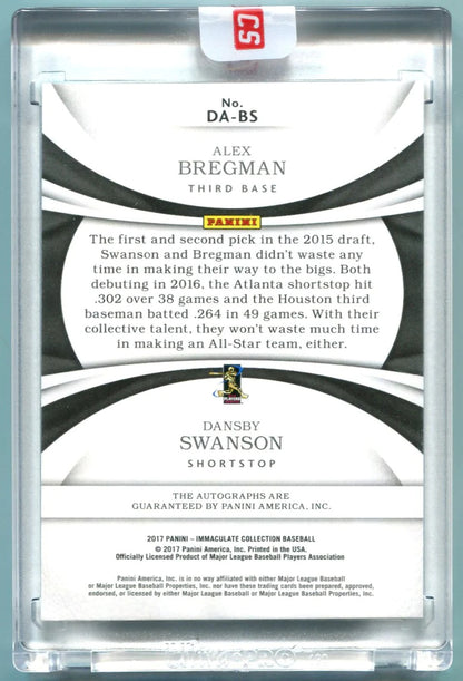Alex Bregman Dansby Swanson 2017 Panini Immaculate Duel Auto 75/99