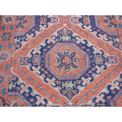 7'X11' Cinnamon Red Antique Caucasian Soumak Pure Wool Hand Knotted Rug