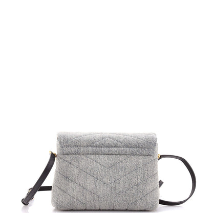 Saint Laurent Loulou Shoulder Bag Matelasse Chevron Denim Toy