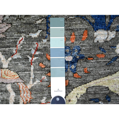 10'X10' Shark Gray Afghan Peshawar Wool Hand Knotted Square Oriental Rug