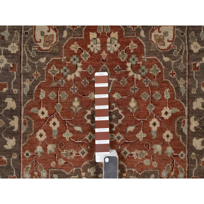 3'X5'1" Rust Red Wool Rug Antiqued Tebraz Haji Jalili Design Hand Knotted