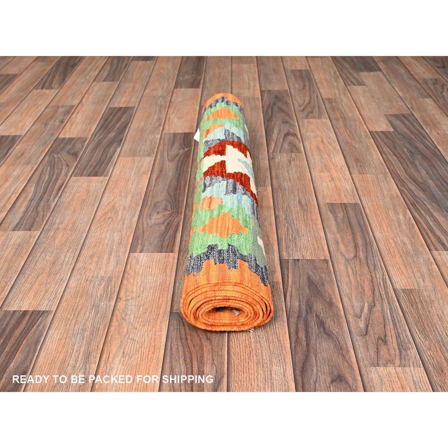 2'7"X8' Colorful Afghan Kilim 100% Wool Rug Flat Weave Hand Woven Runner