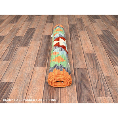 2'7"X8' Colorful Afghan Kilim 100% Wool Rug Flat Weave Hand Woven Runner