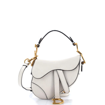Christian Dior Saddle Handbag With Strap Leather Micro