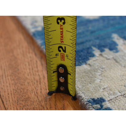 2'7"X14' The Cardiac Sari Silk With Textured Wool Runner Hand Knotted Rug