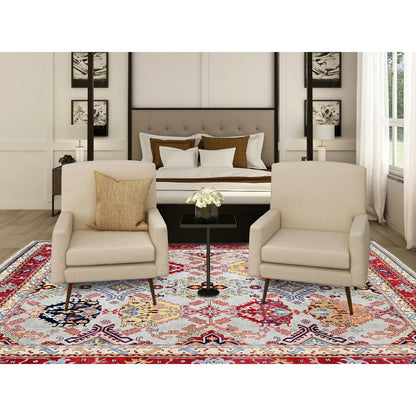 7'10"X9'10" Whisper Green Afghan Oushak Design 100% Wool Hand Knotted Rug