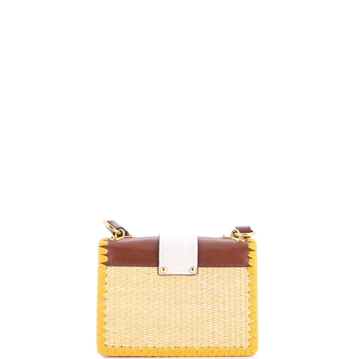 Prada Cahier Crossbody Bag Straw And Leather With Ostrich Small
