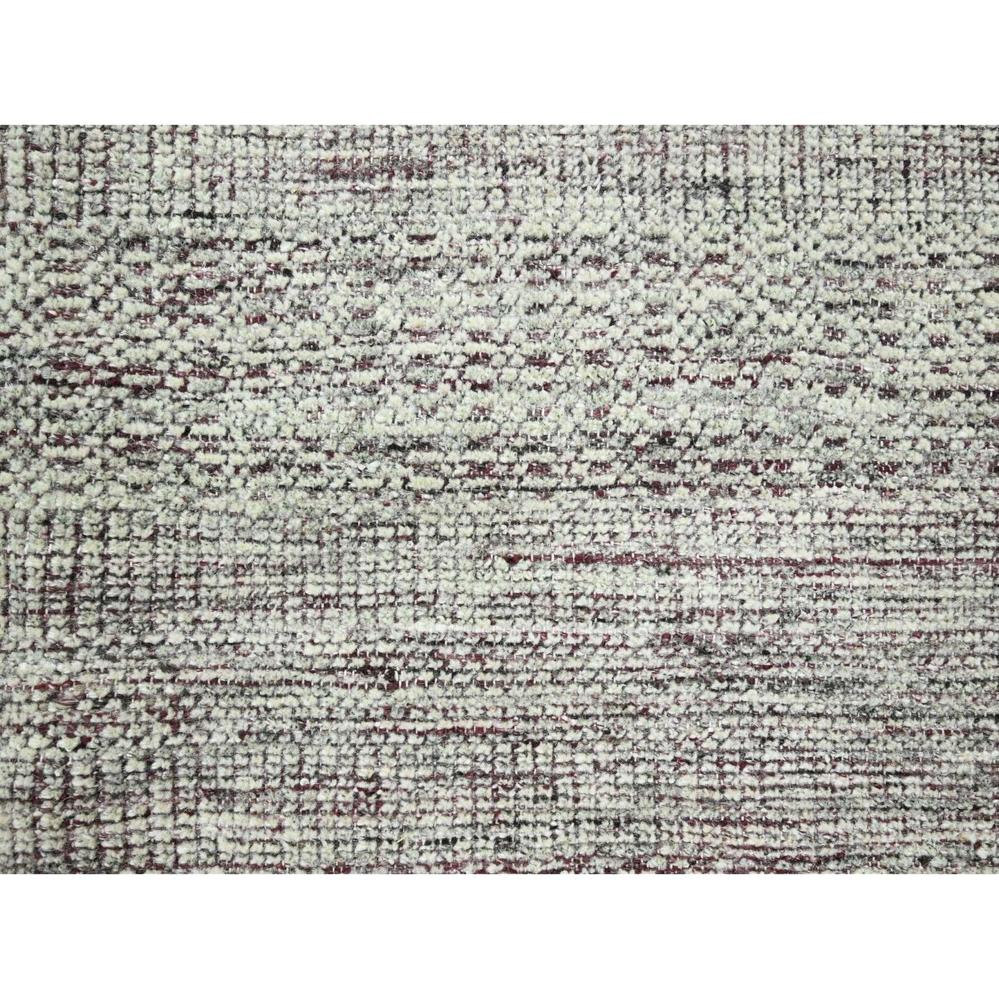 8'9"X12'1" Red & White Oxidized Grass Design Hand Knotted Pure Wool Rug