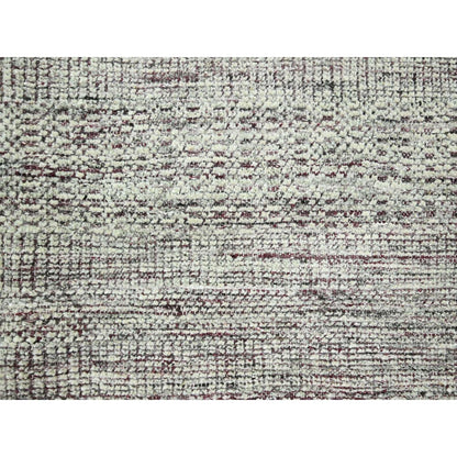 8'9"X12'1" Red & White Oxidized Grass Design Hand Knotted Pure Wool Rug