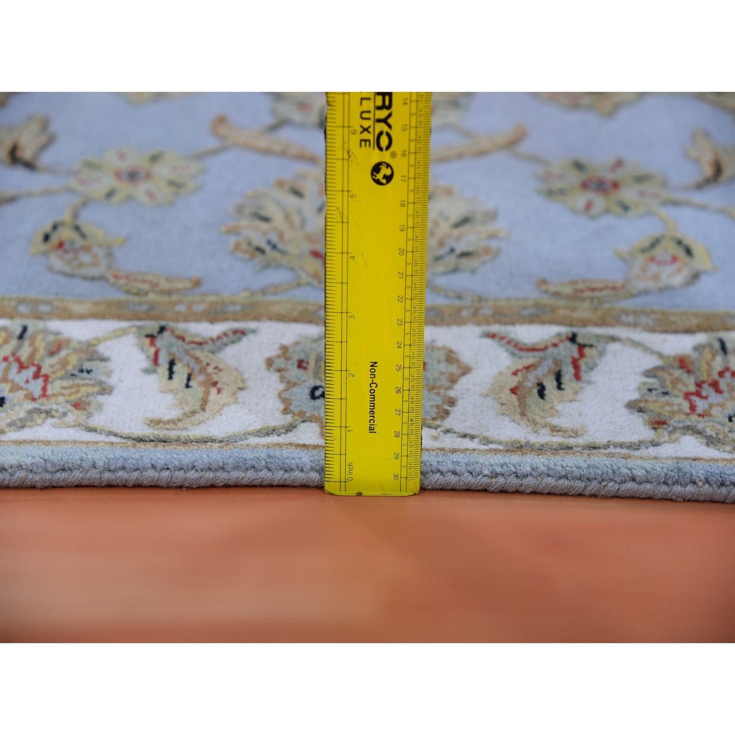 2'8"X17'1" Blue Rajasthan Leaf Hand Knotted Wool And Silk Xl Runner Rug