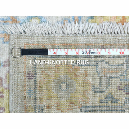 2'8"X9'9" Afghan Angora Ushak Soft Wool Hand Knotted Gray Runner Rug