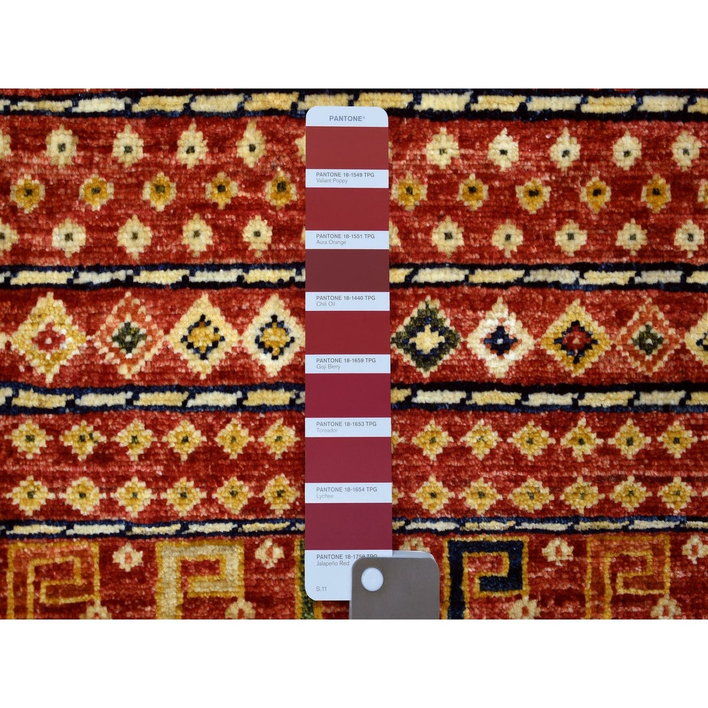 2'8"X9'7" Coral Red Afghan Ersari Soft Wool Hand Knotted Runner Rug
