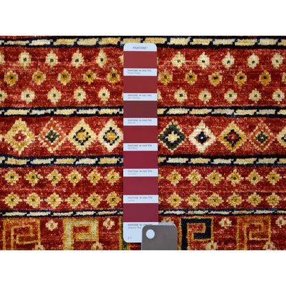 2'8"X9'7" Coral Red Afghan Ersari Soft Wool Hand Knotted Runner Rug