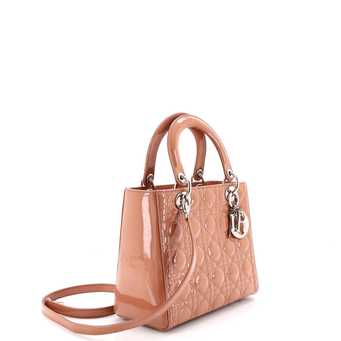 Medium Christian Dior Lady Dior Bag Cannage Quilt Patent