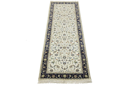 Handmade Indo-Nain Oriental Runner Rug Floral Design Hallway Carpet 2'8X8'1 ft
