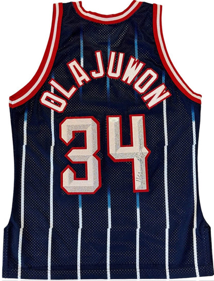 Hakeem Olajuwon Autographed Rockets Authentic Champion Jersey (Jsa)
