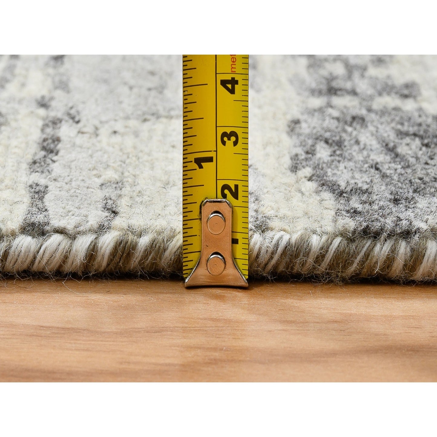 2'6"X20' Gray Modern Design Wool Hand Knotted Xl Runner Rug