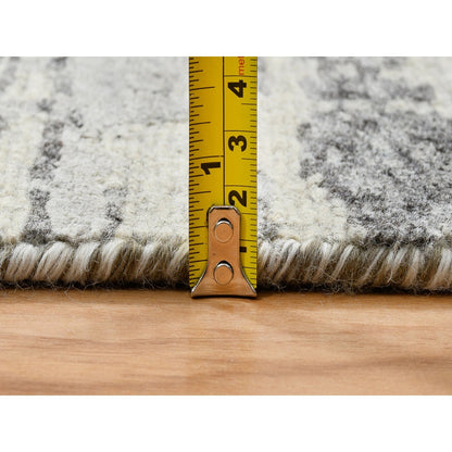 2'6"X20' Gray Modern Design Wool Hand Knotted Xl Runner Rug