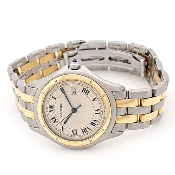 Cartier Panther Cougar Lm 2Row W35006B6 Beige Men'S Used Watch #7107